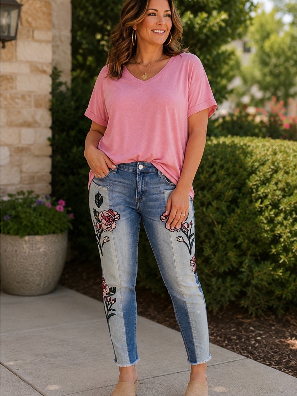 William Rast floral ankle skinny jeans